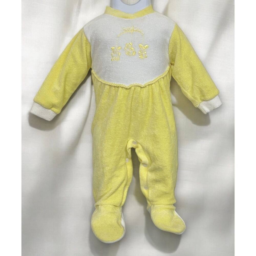 Vintage Luxe Terry Infant Footed Sleeper Yellow Bebe Crece 0-3 Months
